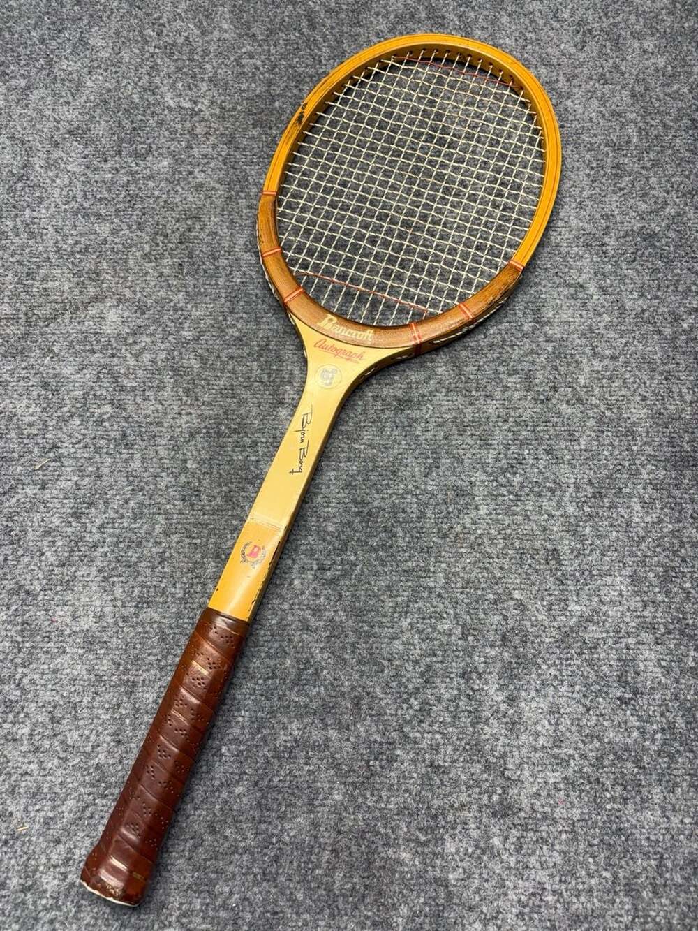 Vintage Bancroft Autograph Bjorn Borg American ash Wooden Tennis Racket 4-3/8 LT
